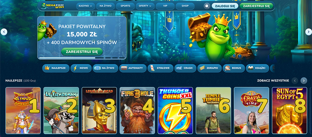 MegaFishWins, online kasyno, bonusy