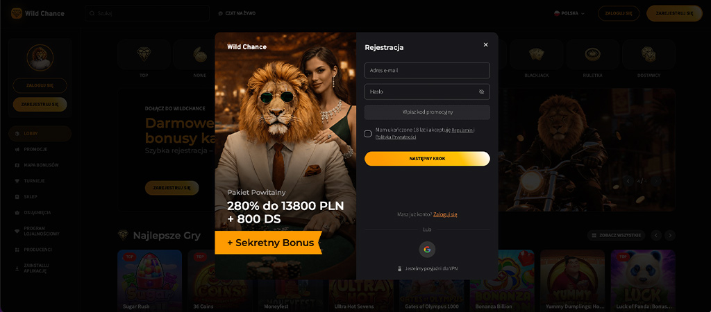 Rejestracja Na Wild Chance Kasyno