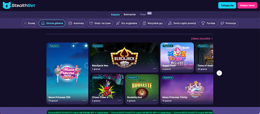StealthBet Kasyno, Kryptowaluty z Bonusami