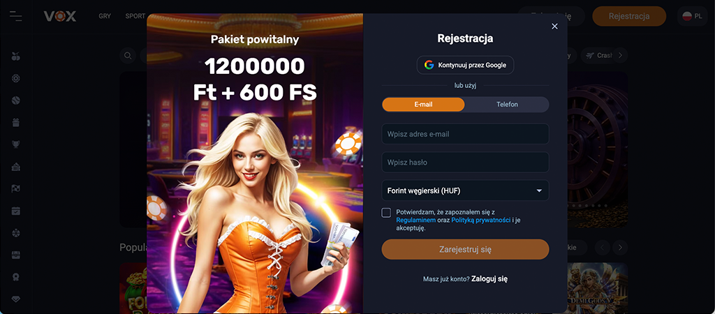 Vox Casino rejestracja, online casino