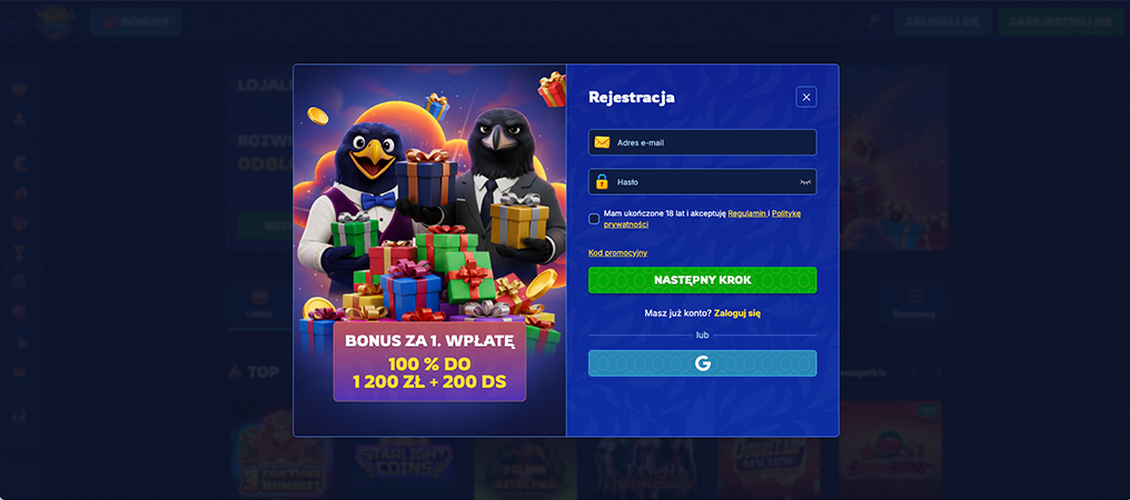 Rejestracja za Darmo, rejestracja, online casino