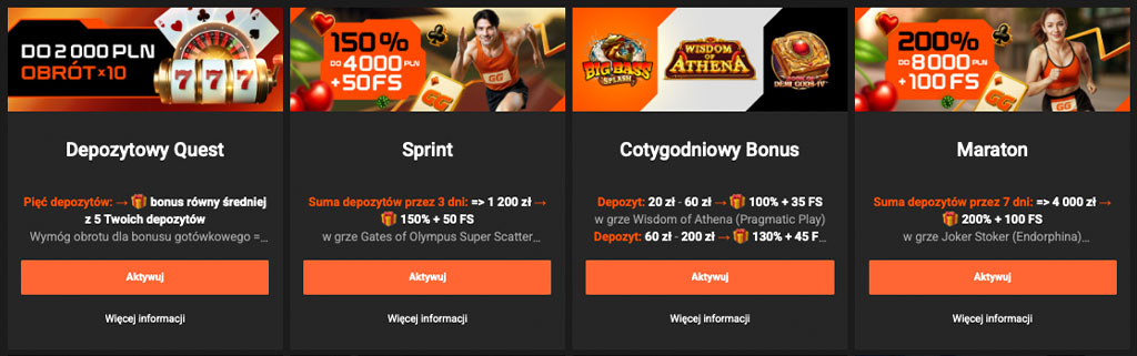 GGBet Casino, darmowe spiny, Bonus GGBet 