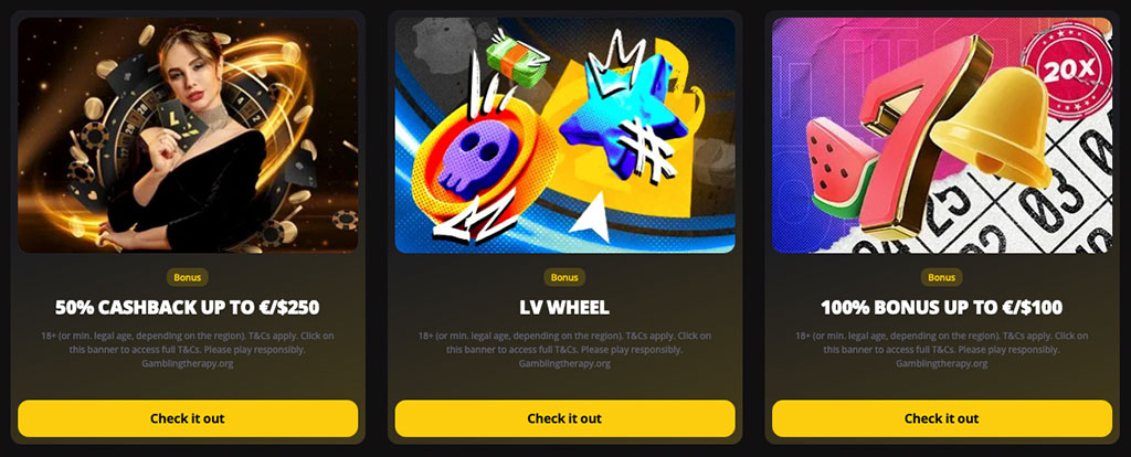 LVBET Casino, Reload bonus, Jackpoty w grach