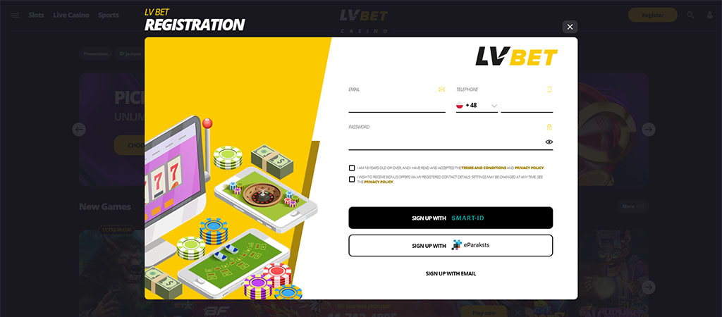 Rejestracja w LVBET, online casino, kasyna Polska