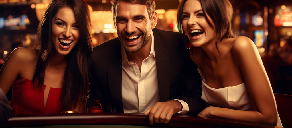 kasyno, ludzie, uśmiech, przyjaciele, elegancja, zabawa, hazard, emocje, wieczór, luksus, ruletka, światła, szczęście