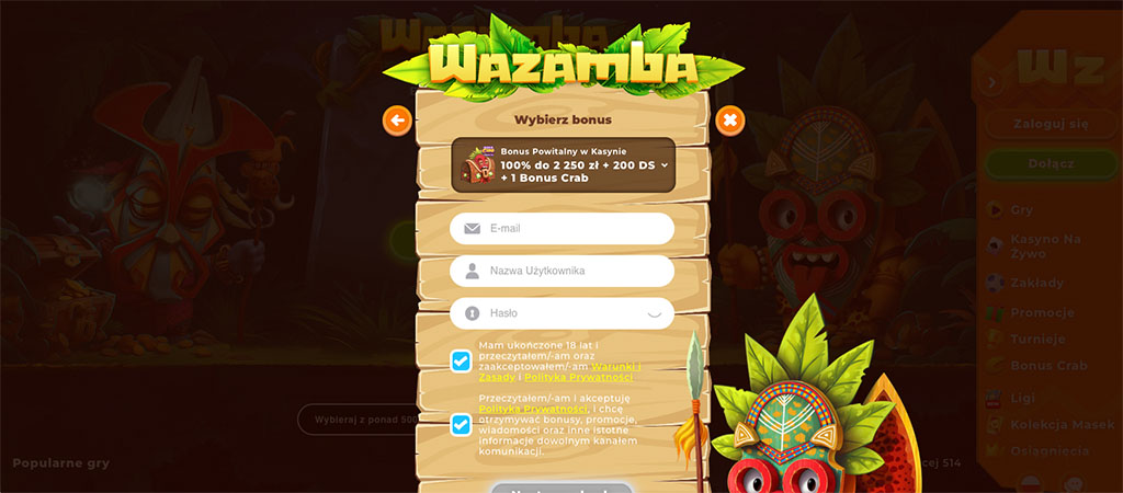 Rejestracja w Kasynie Online Wazamba - Pierwsze Kroki