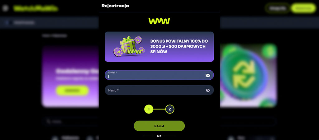 Rejestracja w WatchMeWin Casino, bonusy