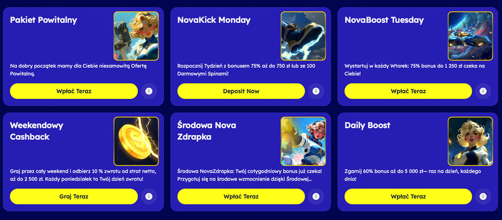 Cotygodniowy Poniedziałkowy Bonus VegasNova pl