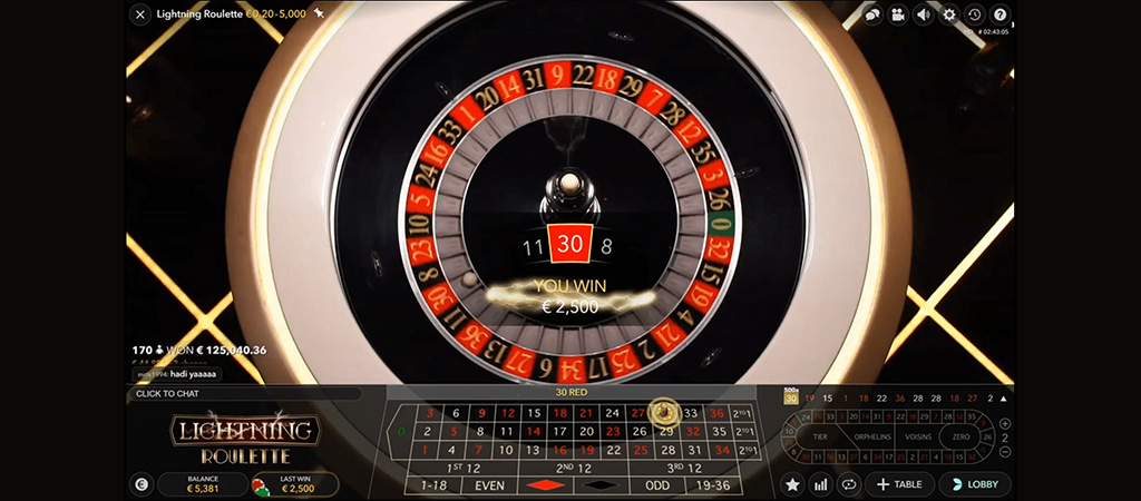 Lightning Roulette, Lightning Roulette od Evolution Gaming Live