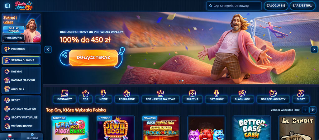 Dudespin Casino z Bonusem Powitalnym dla Nowych Graczy platformy