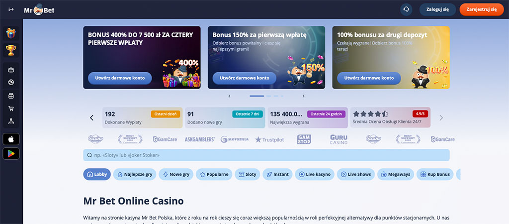Mr Bet Casino - Atrakcyjne Bonusy w połączeniu