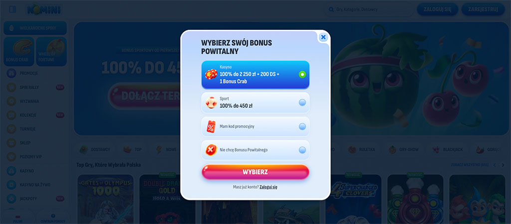 Proces Rejestracji w Kasynie Online, Nomini Logowanie