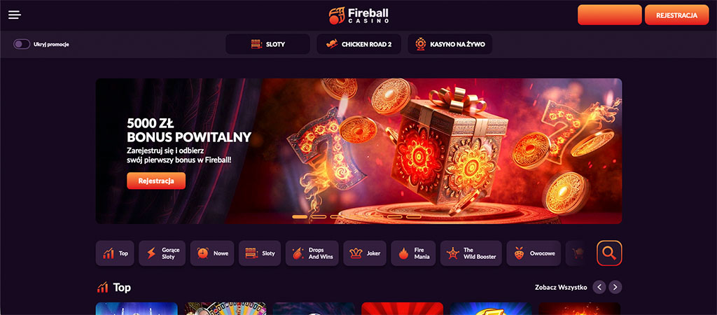 Fireball Casino, bonus powitalny, online kasyno