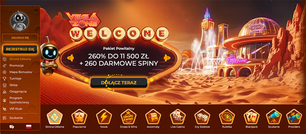 VegaZone Casino, welcome bonus, online kasyno