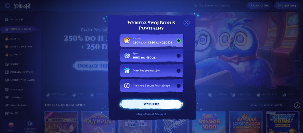 Proces Zakładania Konta Gracza - Spinight Casino Login