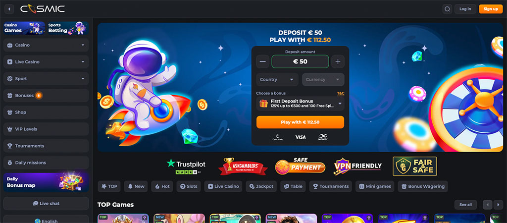 Rozpocznij Kosmiczną Grę w Kasynie Online Cosmic Slot Casino