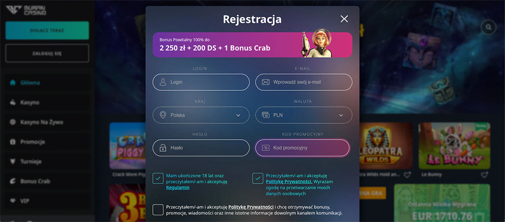 Buran Casino Promo, Kasynie Internetowym BuranCasino