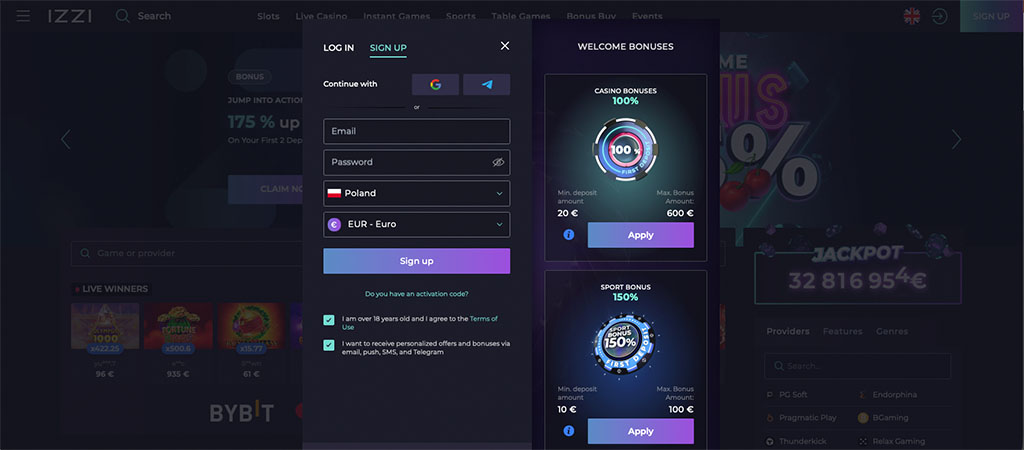Izzi Casino Online, kasyno online, bonusy