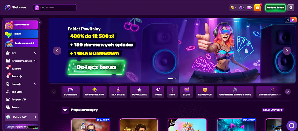 Bonusy, Nowe Kasyno Online, Slotrave Casino