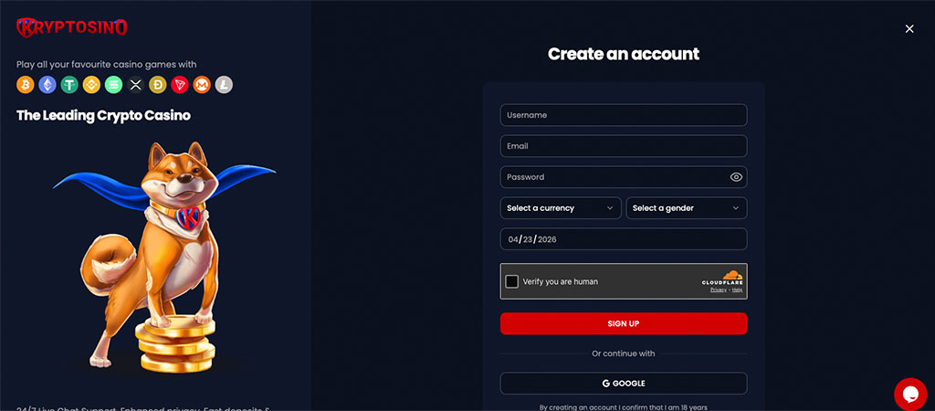 Rejestrowanie Konta, Klub VIP w Kryptosino