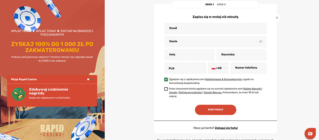 Proces Rejestracji w Kasynie Internetowym Rapid Casino