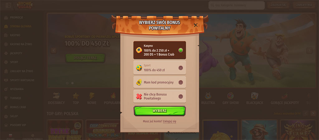 darmowych spinów od VegasStone Kasyno, online casino