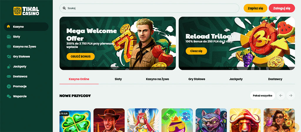 Najnowsze Kasyno Tikal Casino Online, online casino