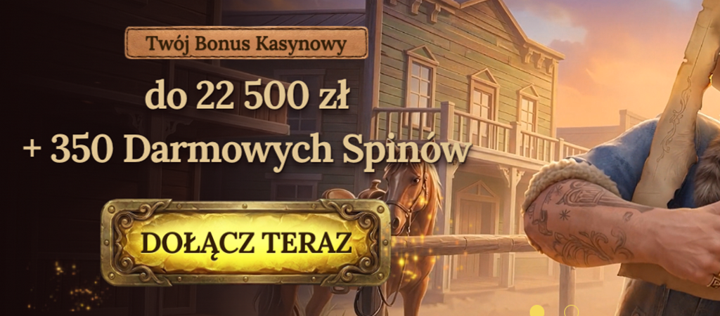 BetWest, bonus kasynowy, darmowe spiny, dziki zachód, baner, rejestracja, koń, hazard, dołącz teraz, gry